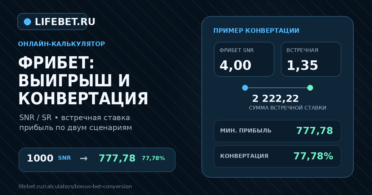 Калькулятор фрибета: пример расчёта выигрыша, встречной ставки и конверсии бонуса